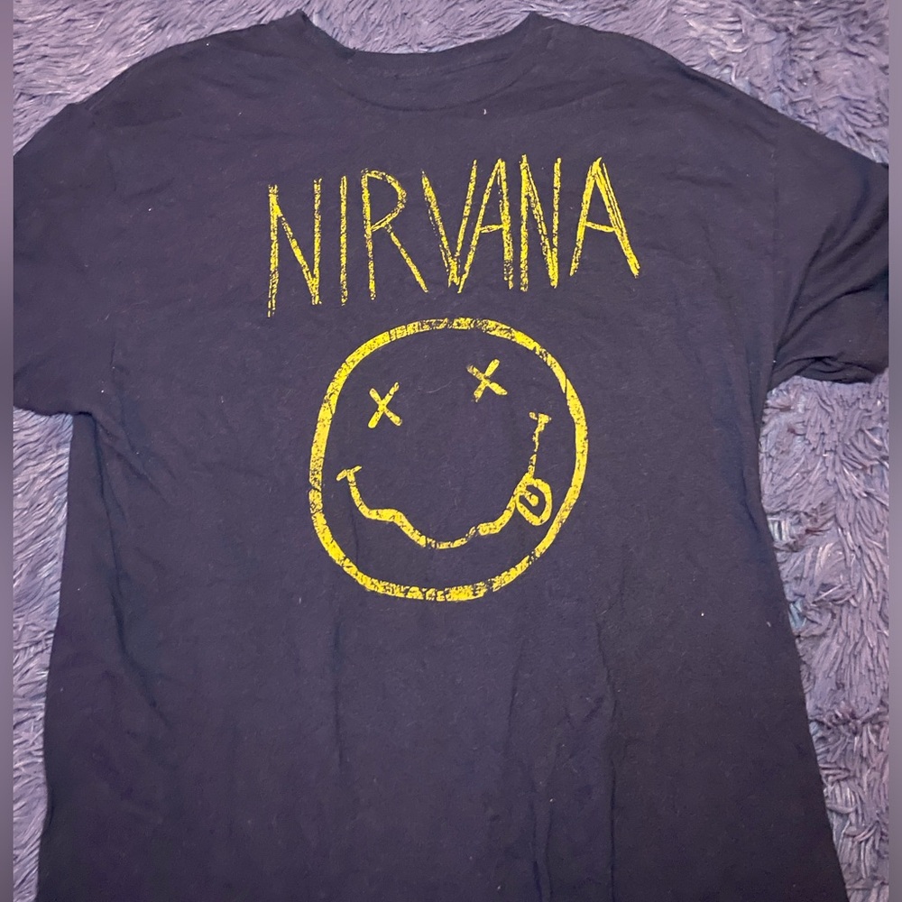 Black and yellow nirvana shirt